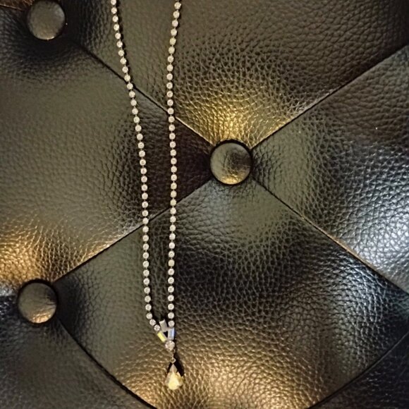 Silver tone Rhinestones Clear Sparkly Crystals Necklace Charms Pendant 7.5' - Picture 8 of 11